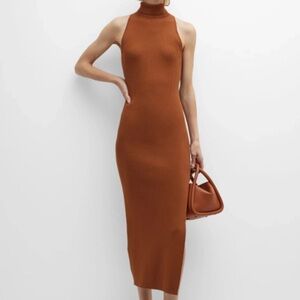 New Tags GREY/VEN Gia Sleeveless Turtleneck Midi Dress In Gingerbread